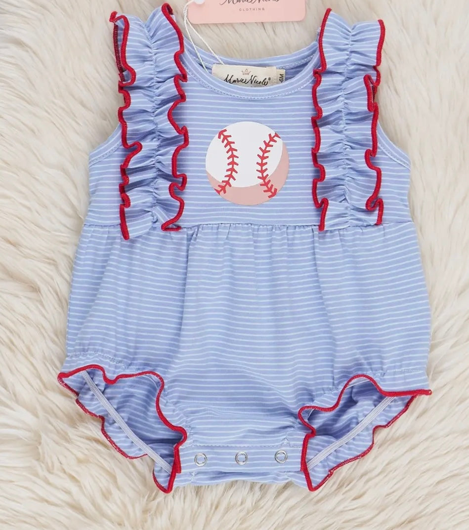 Blue Baseball Romper