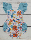 Floral Romper Teal Straps
