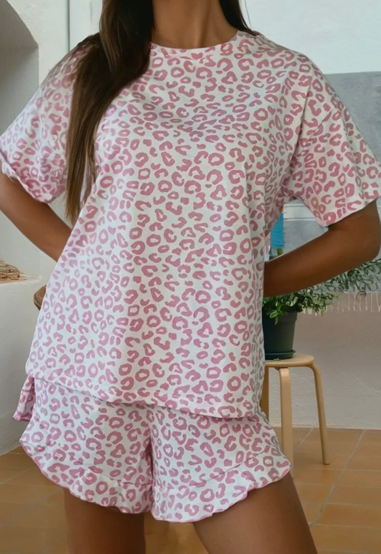 Pink Leopard Lounge Set